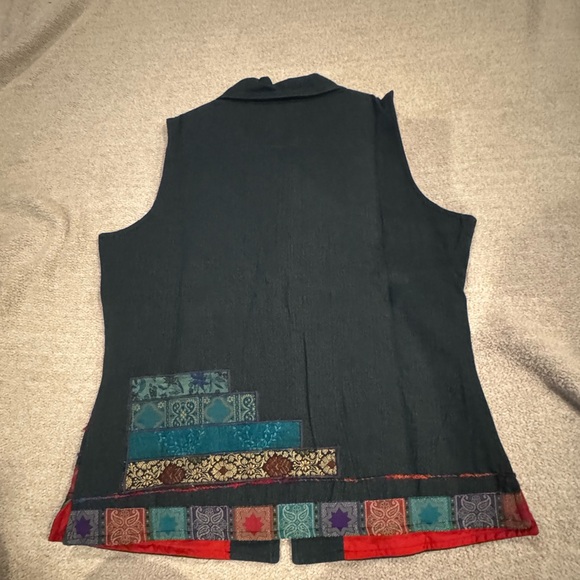 Coldwater Creek Patchwork Zip Vest Small Boho  Tapestry Cotton Artsy - Picture 5 of 9